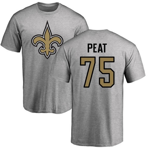 Men New Orleans Saints Ash Andrus Peat Name and Number Logo NFL Football #75 T Shirt